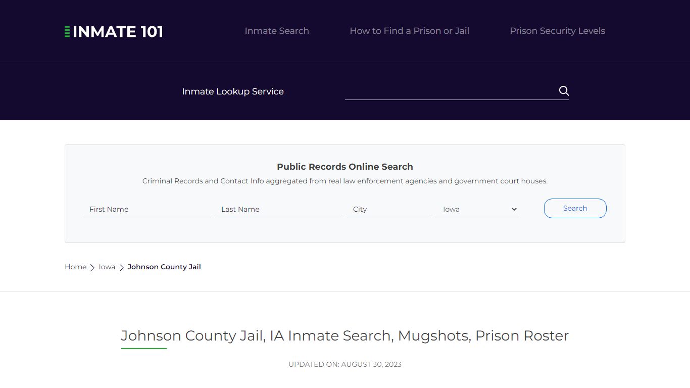 Johnson County Jail, IA Inmate Search, Mugshots, Prison Roster